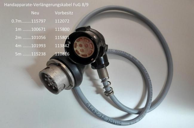Handapparate-Verlängerungskabel, 4m für FuG 8/9 (U-127/U auf U-79U) - aus  Vorbesitz --> Heckmann FunkmelderService - ala